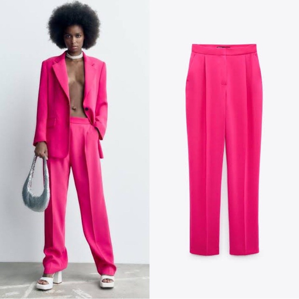 NWT Zara high waisted dress pants wide leg full length trousers
